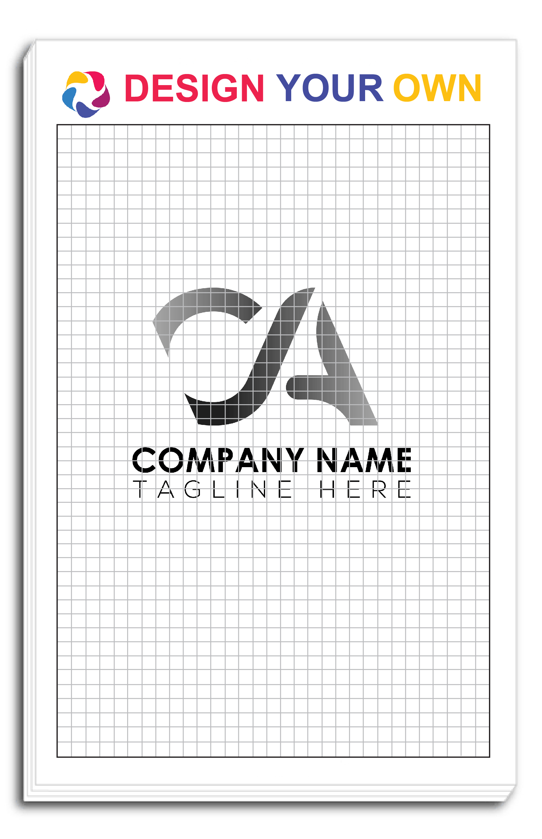 Custom printed graph pads with full color logo - half sheet format