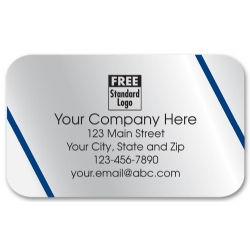 Advertising Labels | Silver Foil Labels with Blue Lines