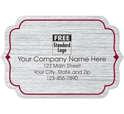 Silver brushed labels with red border